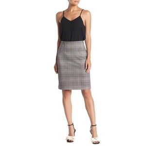 Amanda & Chelsea Women's Ponte Pencil Knit Skirt Elastic Waist Plaid Size XS